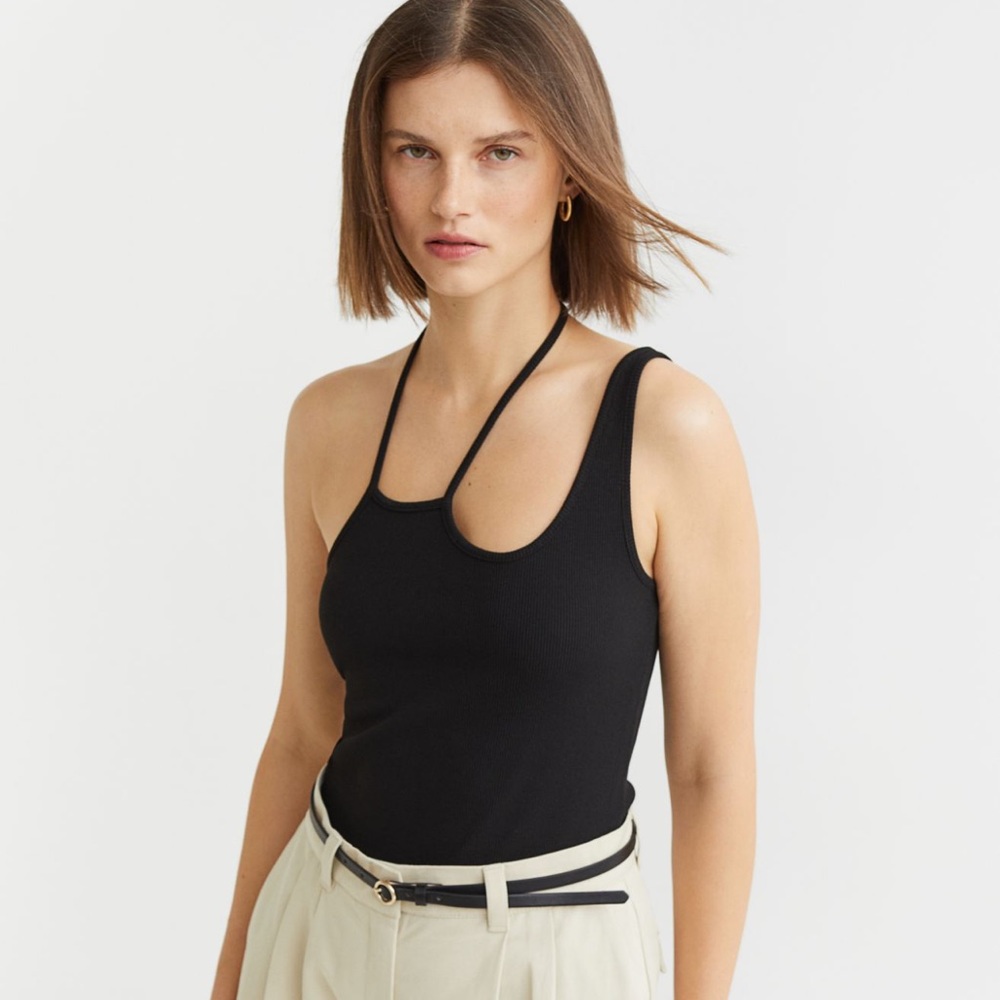 One shoulder halter neck top